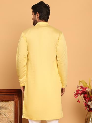 Image of Jompers Floral Embroidered and Sequins Kurtas (Yellow, 4XL)