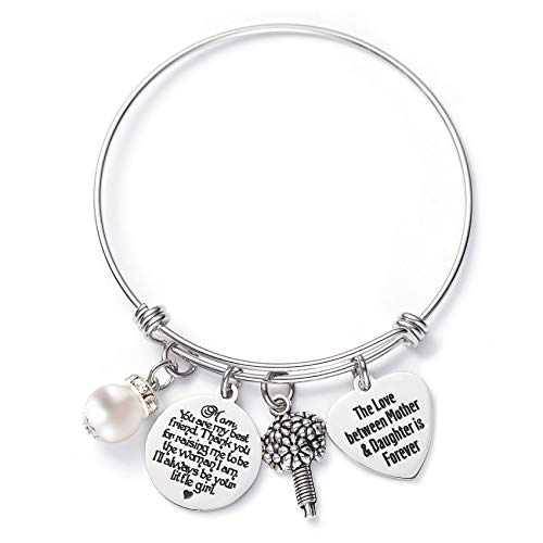 LParkin Mother of The Bride Gifts Bracelets Wedding Gift for Mom from Daughter Bracelet The Love Between Mother and Daughter is Forever Wedding Bangle
