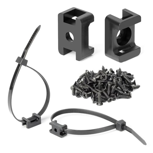 Kit Base de Montaje con Bridas BethTie, 8" Ties, 200 Piezas Cada Uno, Clips para Cables con Tornillos, Anclaje para Zócalo, Pared o Escritorio, Negro miniatura 1