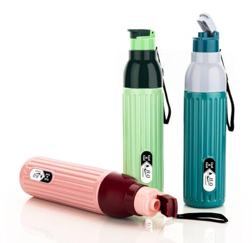 Image of 1000 ML Insulated Inner Stainless Steel Water Bottle, 1000-700 ml, | Leak Proof | Hot & Cold | Easy Grip and Carry,|20,Pink Tharmal Bottle