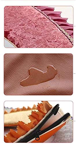 YLKCU 2 STK. Weiche Bad Toilettensitzbezug, Spitze Toilettensitzkissen Verdicken wasserdichte Koralle Universal Samt Waschbar Winter Toilettensitz Kissenbezug mit Reißverschluss Weich Warm halten – Bild 3