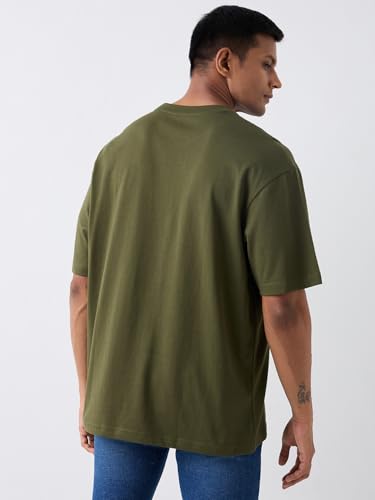 Image of Spykar Men's Oversized Round Neck Half Sleeve Solid Casual T-Shirt