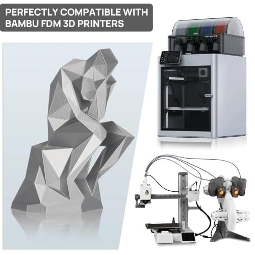 Image of TINMORRY Metallic PETG Filament 1.75mm, Rapid PETG 3D Printer Filament, PETG with a Rapid Flow Rate, Compatible with Bambu Lab FDM 3D Printer, 1KG 1 Spool, Chrome /Metal Silver