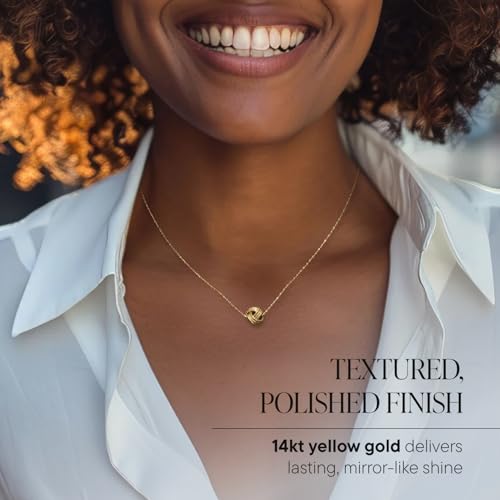 Image of Ross-Simons Italian 14kt Yellow Gold Textured Love Knot Necklace