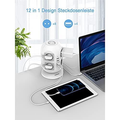 TESSAN USB Stekkerdoos, Meervoudige stekkerdoos overspanningsbeveiliging, 8 voudige Stekkerdoos Overspanningsbeveiliging - Image 3