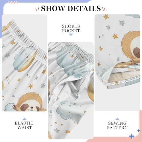 Cute Baby Sloth Sleeping Boys Pants Girl Sleep Pants Long Trousers Elastic Waist Lounge Bottoms S4