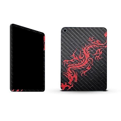 Image of MightySkins Carbon Fiber Skin Compatible with Apple iPad 10.9 inch 10th Gen (2022) Full Wrap Kit - Red Dragon | Protective, Durable Textured Carbon Fiber Finish | Easy to Apply | Made in The USA