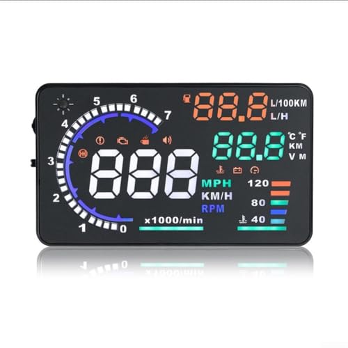 Pantalla HUD Head Up para coche con sensor de luz automático, monitor OBD2 multifunción para velocidad RPM y datos del motor, diseño compacto de metal para una conducción segura