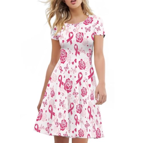 Image of AFPANQZ Womens Casual Summer Lightweight Vintage Dress Short Sleeve Midi Dress Knee-Long Luxury Formal Dress