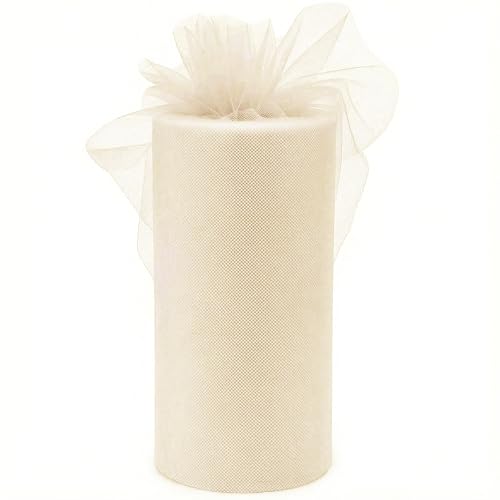 92 m x 30 cm - Rouleau de tulle au mètre - Tissu gaze de coton - Une touche de tulle - Ruban de Noël - Ruban de porte - Beige