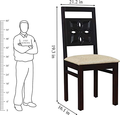 Image of HomeTown Flora Solid Wood Dining Chair Set of Two in Walnut Color