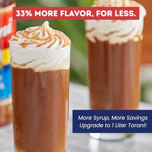 Image of Torani Salted Caramel Syrup 1L with Pump - Flavoring for Lattes & Cocktails