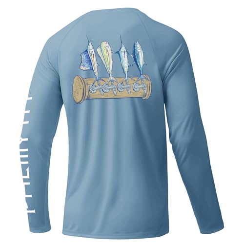 Palmyth Mens Fishing Shirts Sun Protection T-Shirts UV UPF 50+ Long Sleeve Rash Guard Tee