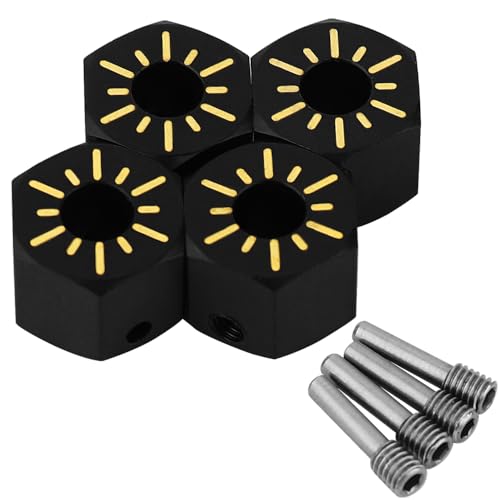 Pothyes Wheel Hex Hub Black Coating Brass Wheel Adapter for Axial SCX10 PRO AXI03028 SCX10 III Capra 1.9 UTB 1/10 RC Crawler Upgrade Part (9mm)
