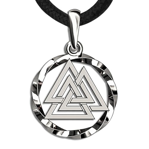 925 Sterling Silver Valknut Viking Necklace - Norse Mythology Odin Amulet - Three Triangles Pendant Chain 20