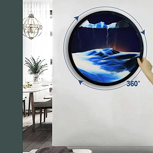 Cefrax Dynamic Sand Art Picture Round Glass Sandscape In Motion Flowing Sand Frame Large Wall Hanging Sandscape Moving Quick Sand Painting #TOP1