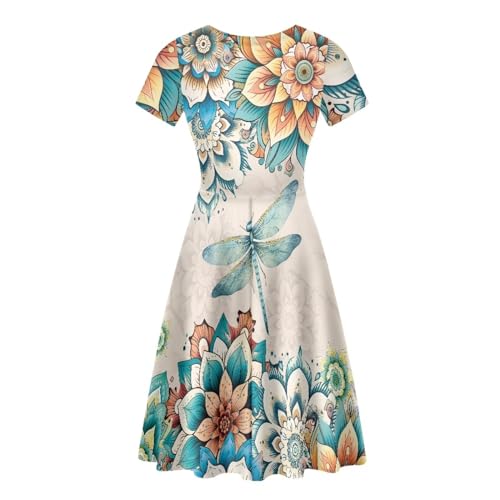 Image of AFPANQZ Womens Casual Summer Lightweight Vintage Dress Short Sleeve Midi Dress Knee-Long Luxury Formal Dress