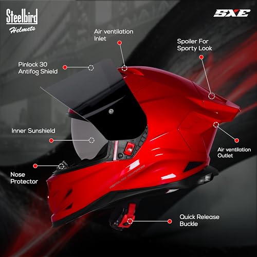 Image of Steelbird SBH 61 SXE Pinlock ISI and Dot Certified Full Face Helmet for Men and with Inner Silver Sunshield