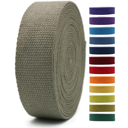2" & 1.5'' & 1" Cotton Webbing - 5 Yards - 50+ Colors -%100 Natural Cotton - Turkish Woven - Heavy Duty 1 Inch 1.5 Inch 2 Inch Canvas Webbing for Sewing Straps Bag Climbing Indoors Craft DIY 11284…