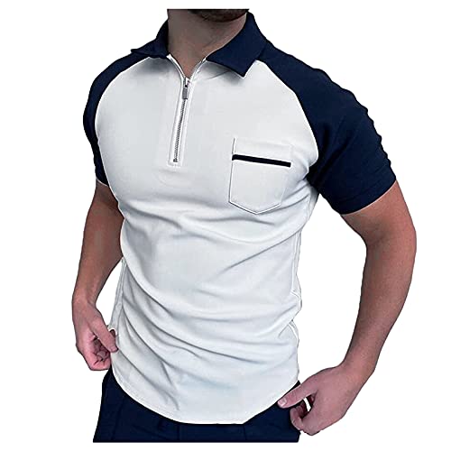 Maryia Classic Polo Shirts for Men Short Sleeve Zipper Casual Basic Twill Printed T-Shirts Workout Gym Golf Tee Tops