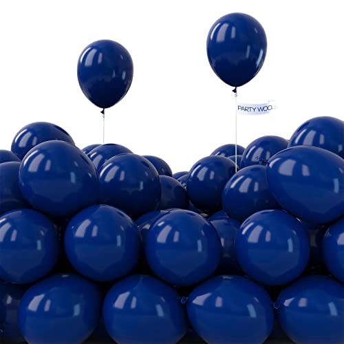Image of PartyWoo Navy Blue Balloons 50pcs 5 Inch Small Mini Matte Dark Blue Latex Balloons for Graduation New Year Wedding Sports Theme Baby Shower Men Birthday Bachelorette Party Decorations Blue-Y72