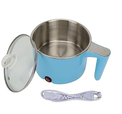 EKANTIK Mini Electric Cooker Multi-Function Cooking Rice Pot Steamer Cook pots for Noodles/hot Pot/Rice with Glass Lid Concealed Base for Home, Office, and Travel (1.5L, Pack of 1, Multi-color)