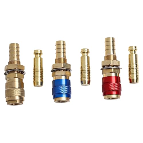 Lecreatekit Conector rápido de agua a gas, accesorio de manguera de latón para tubo de identificación de 10 mm compatible con modelos de soldador TIG 12/18/20/27, juego de 6 unidades para