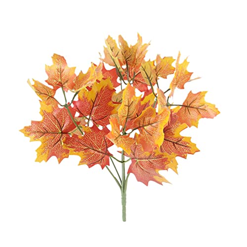 Liuyoyo Lot de 6 branches de feuilles d'érable artificielles - Fleurs d'automne en soie - Tiges de feuilles d'érable pour la maison, la table, le mariage, le bureau, la décoration Cover