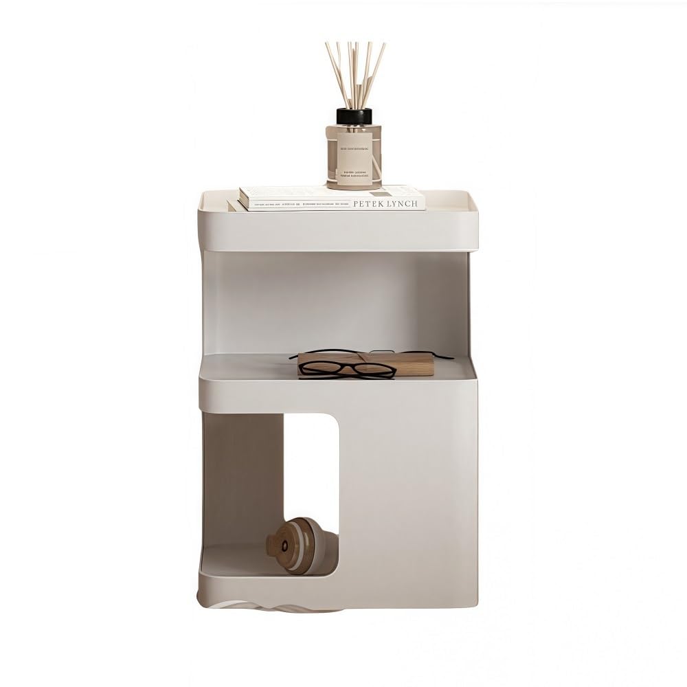 SXZenSpace Bedroom Furniture Bedside Table, Modern Simple Movable with Storage Function, Creative Small Size Luxury Style Side Table(White,Small)