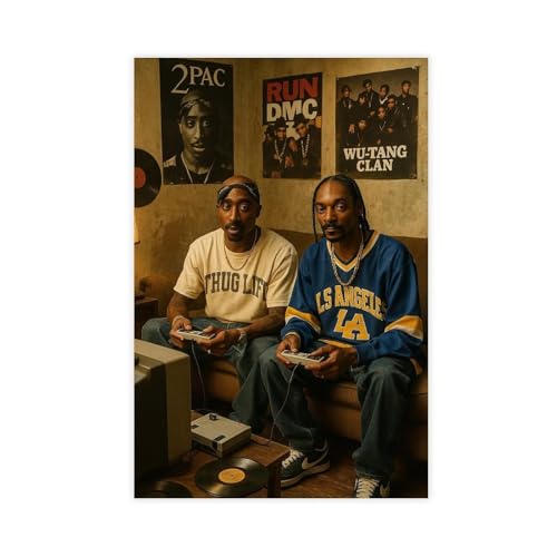ZAQMKOL 2 affiches sur toile Pac And Snoop Dogg pour décoration de chambre à coucher, bureau, chambre, cadeau 20 x 30 cm
