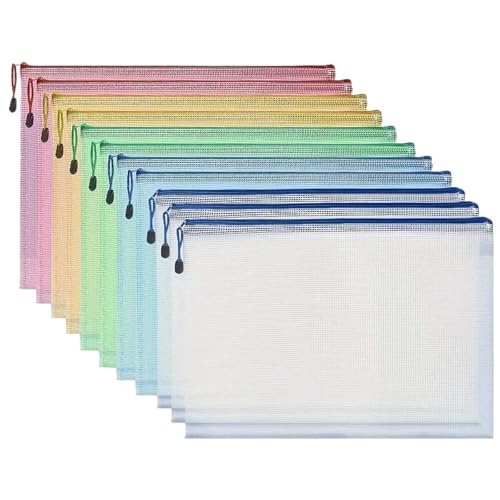 Sacs en maille zippés A4 pour organisation école bureau et jeux enfants