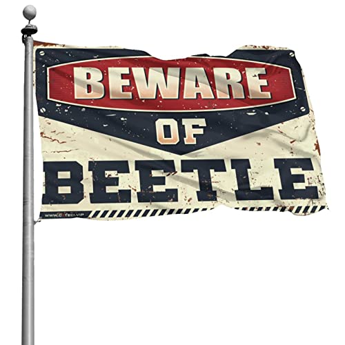 Drapeau de jardin humour Beware of Beetle grand format pour deco chambre ado