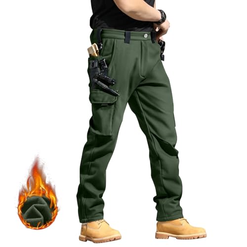 Cargo Pants for Men Fleece Waterproof Ripstop Tactical Pants Outdoor Thermal Hiking Work Trousers Multi Pockets3