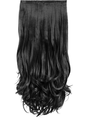 Image of Artifice 5 Clip Curly Wavy Hair Extension Natural Looking Synthetic Thick Hairs for Any Event Clip In For Styling Women and Girls 26 INCH NATURAL ROYAL BLACK