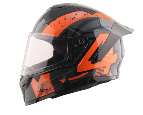 Vega Sonic Legend Full Face Riding Helmet with Dual Tone Design, Shock-Absorbing Liner, Comfortable Interior, Lightweight Shell, Aerodynamic Build, Ve