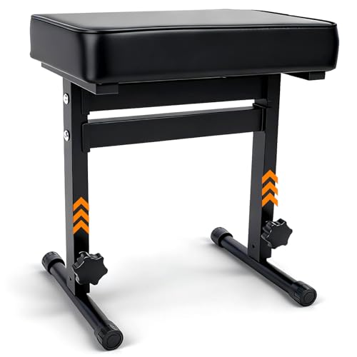 Firstar Adjustable Piano Bench 18.11" to 22.83", Foldable Piano Stool with PVC Leather, Portable Keyboard Bench with Padded Cushion for Musicians Piano Stool Chair (Capacity: 260 lb)