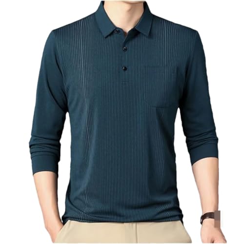 Polo à rayures homme en maille et t-shirt chic à manches longues pour le quotidien