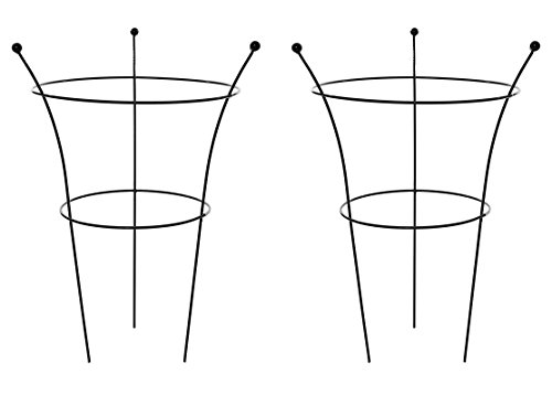 RUDDINGS WOOD Set of 2 x Three Leg Metal Medium Peony Supports Ring Cages 65cm high x 42cm diameter Garden Herbaceous Flower Plant Cone Frames