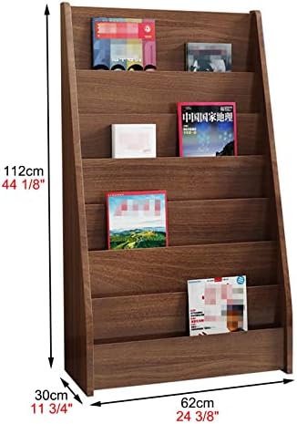 Elegant White Magazine Holder Rack for Shelves - 7-Tier Brochure Display Stand for Home & Office Decor, Stylish Brown Finish, Perfect for Organizing Magazines & Literature
