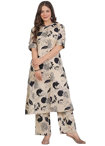 Image of rytras Women Pure Cotton Printed Ethnic Wear A-Line Kurta Set with Palazzo Pants