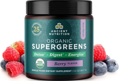 Ancient Nutrition Organic Berry Super Greens Powder, 3.2 OZ - image 1