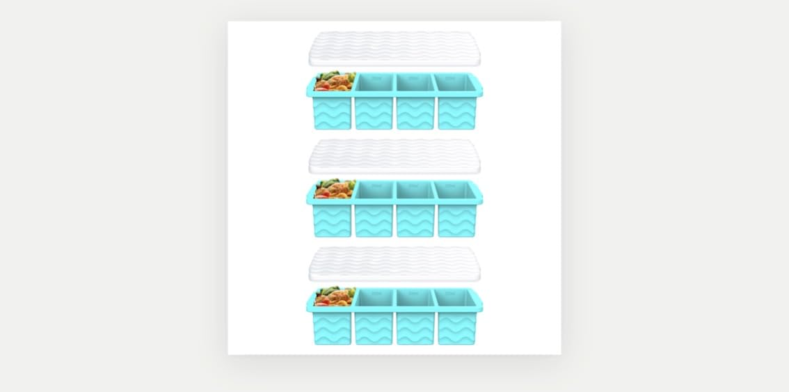 SamahCo Silicone Freezer Moulds with Lids, Soup Tray, (3-Pack, Teal) โ image 1