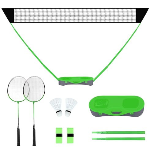 FBSPORT Portable Badminton Net Set with Freestanding Base 2 Badminton Rackets 2 Shuttlecocks and 1 Net for Outdoor Indoor Sports Easy Setup Net