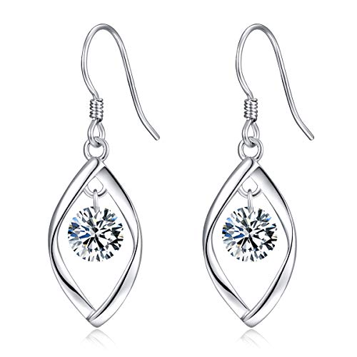 NUVAZU レディース 葉 揺れる ファッション シルバー925 フック ピアス キュービックジルコニア 金属アレルギー対応