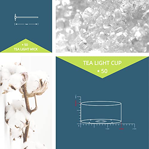 Candmak Tea Light Candle Cups, 50Pcs Clear Polycarbonate Plastic Empty Tealight Mold Tin Container With 50Pcs Tealight Candle Wicks (Circle) #TOP1