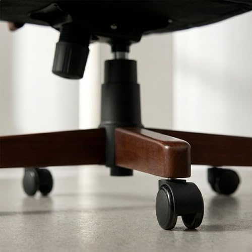 Image of Lakdi The Furniture Wooden Executive Chair for Office - High Back Leatherette Director Boss Chair with Solid Wood Base, Wooden Polish & Adjustable Height - 111011296 Black