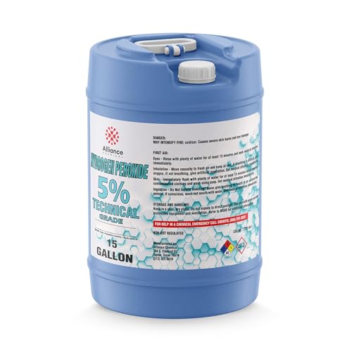 Hydrogen Peroxide 5% Technical Grade - 15 Gallon Drum – for Industrial Cleaning, Oxidation, Bleaching, and Chemical Processing