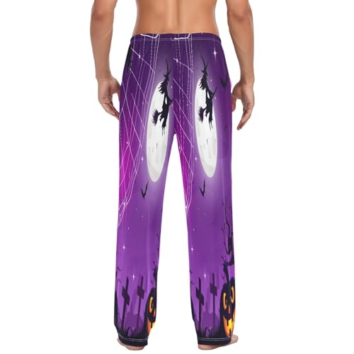 Qilmy Halloween Horror Nights Men's Cotton Pajama Pants, Lightweight Lounge Sleepwear with Drawstring and Pocket3