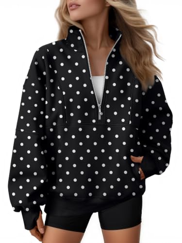Image of AUTOMET Women's Quarter Zip Oversized Sweatshirt Fleece Mock Neck Pullover