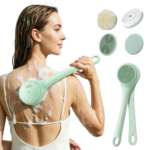 Brosse de massage pour le corps électrique rechargeable avec accessoires exfoliants